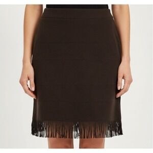 NEW Women Med Skirt Brown Faux Suede Fringed Knee Length Cowgirl Western Boho